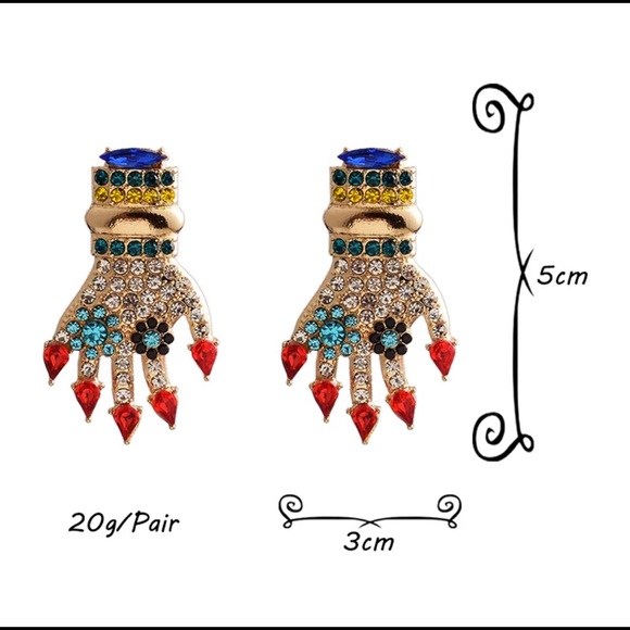 Funky Gold Hand Drop Earrings - Picture 6 of 6